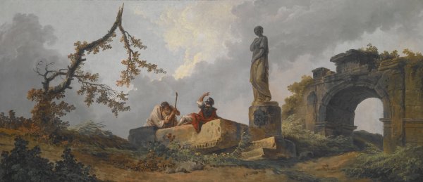 Main Product Photo of The Statue Painting by Hubert Robert