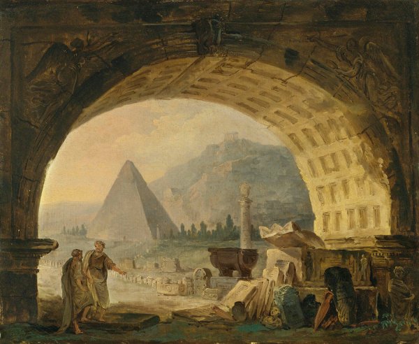 Main Product Photo of View Of Antiquities Under An Arch  Painting by Hubert Robert