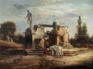washerwomen at the fountain by Hubert Robert Oil Painting