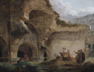 Washerwomen in the Ruins of the Colosseum by Hubert Robert Oil Painting