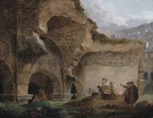 Washerwomen in the Ruins of the Colosseum by Hubert Robert Oil Painting