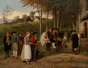 Going to church by Hubert Salentin Oil Painting