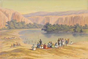Badeszene by Hubert Sattler Oil Painting