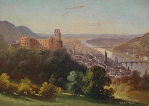 Blick auf Heidelberg by Hubert Sattler Oil Painting