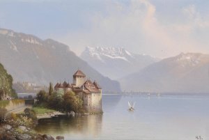 Schloss Chillon by Hubert Sattler Oil Painting