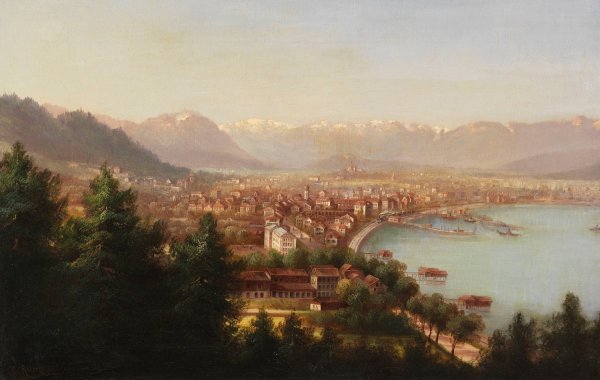 Stadtansicht von Bregenz by Hubert Sattler - Hand-Painted Oil Painting Reproduction