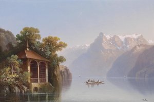Tell-Kapelle am Vierwaldstattersee by Hubert Sattler Oil Painting