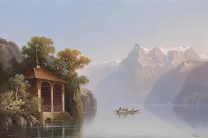 Tell-Kapelle am Vierwaldstattersee Oil painting by Hubert Sattler