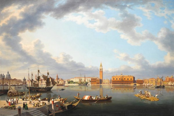Venice, From San Giorgio Maggiore  by Hubert Sattler - Hand-Painted Oil Painting Reproduction