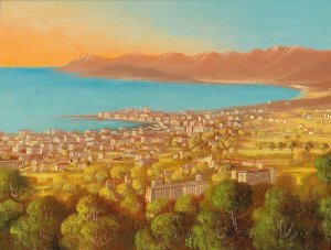 View of Cannes by Hubert Sattler Oil Painting