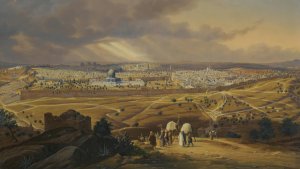 View Of Jerusalem From The Mount Of Olives by Hubert Sattler Oil Painting