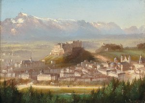 View of Salzburg by Hubert Sattler Oil Painting