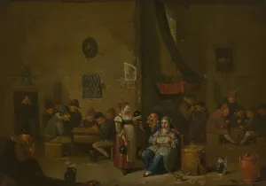 Genre scene in a tavern by Hubert Van Ravesteyn Oil Painting