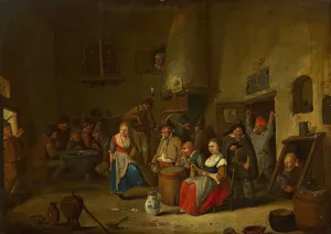 Merry-making in a tavern by Hubert Van Ravesteyn Oil Painting