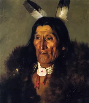 Sioux Chief in Buffalo Robes by Hubert Vos Oil Painting