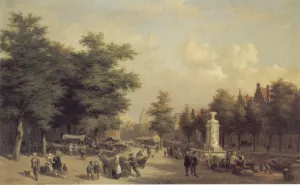 A View of Amsterdam Market Oil painting by Hubertus Van Hove