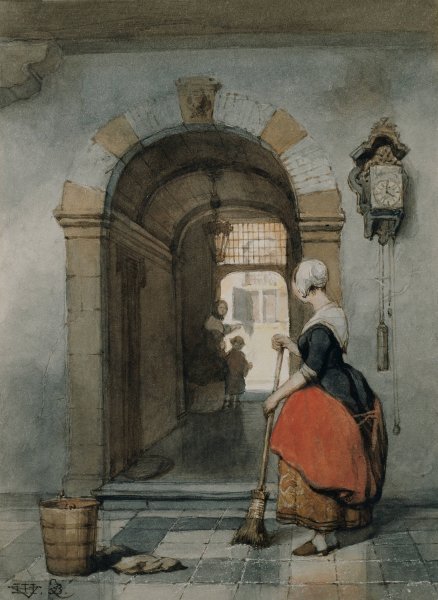Interior with Servant  by Hubertus Van Hove - Hand-Painted Oil Painting Reproduction
