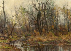 A Berkshire Brook in Autumn by Hugh Bolton Jones Oil Painting
