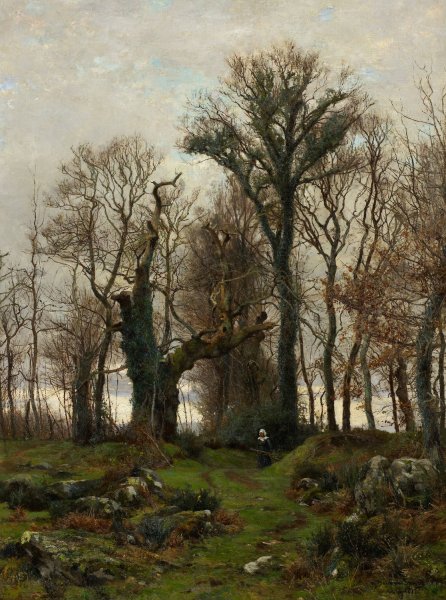 Main Product Photo of Edge of the Moor, Brittany  Painting by Hugh Bolton Jones