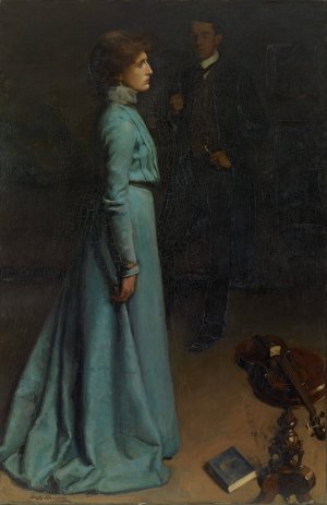 The lady in blue by Hugh Ramsay Oil Painting