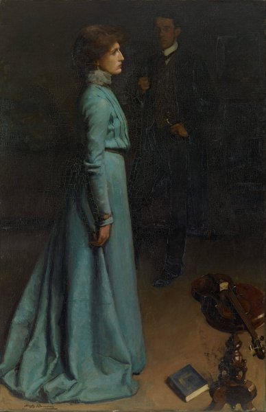 The lady in blue  by Hugh Ramsay - Hand-Painted Oil Painting Reproduction