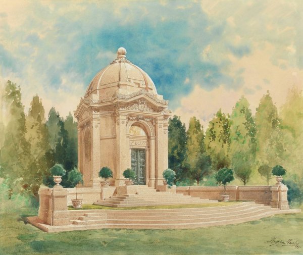 Main Product Photo of Rendering For Bliss Family Mausoleum  Painting by Hughson Hawley