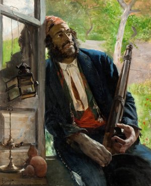 A Gipsy Oil painting by Hugo Birger