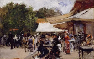 Outside a Restaurant in the Bois de Boulogne by Hugo Birger Oil Painting