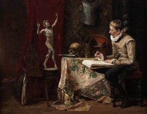 The Artist's Studio, with Selfportrait by Hugo Birger Oil Painting