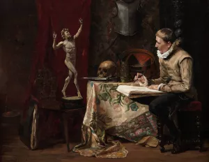 The Artist's Studio, with Selfportrait by Hugo Birger Oil Painting