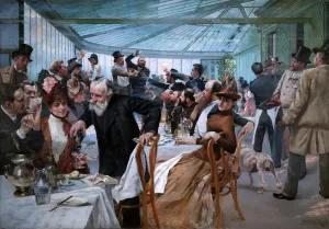 The Scandinavian Artists'Lunch at Cafe Ledoyen, Paris; Varnishing Day 1886 by Hugo Birger Oil Painting