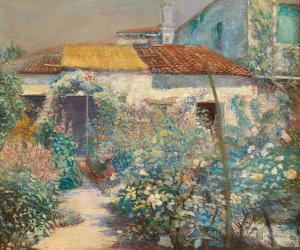 A Blossoming Garden by Hugo Charlemont Oil Painting