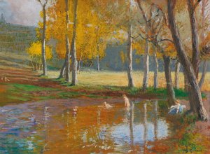 Bathers In A Woodland Pond by Hugo Charlemont Oil Painting