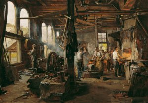 Interieur Einer Hammerschmiede by Hugo Charlemont Oil Painting