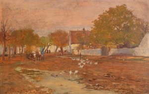 Village Street by Hugo Charlemont Oil Painting