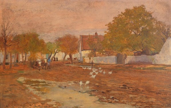 Main Product Photo of Village Street Painting by Hugo Charlemont