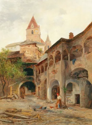 A View of the Theissenhoferhof in Weissenkirchen by Hugo Darnaut Oil Painting