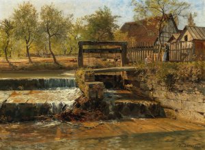 A Weir by Hugo Darnaut Oil Painting