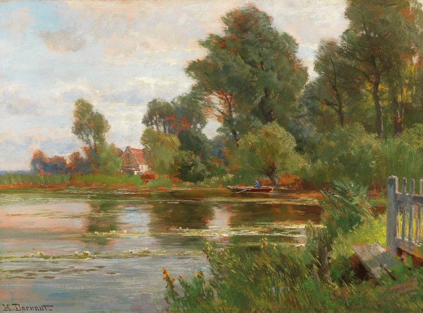 By the Pond by Hugo Darnaut - Hand-Painted Oil Painting Reproduction