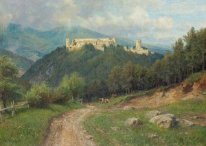 Die Ruine Starhemberg im Piestingtal Oil painting by Hugo Darnaut