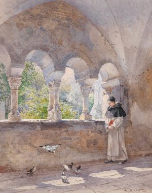 Kreuzgang in der Zisterzienserabtei Millstadt by Hugo Darnaut Oil Painting