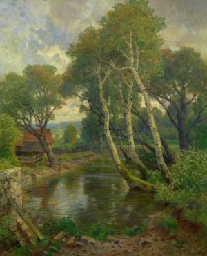 Silberpappeln am Weiher by Hugo Darnaut Oil Painting