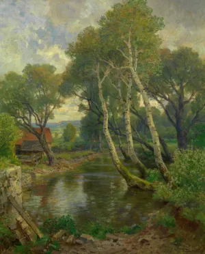 Silberpappeln am Weiher by Hugo Darnaut Oil Painting