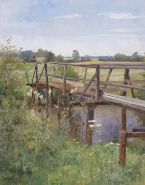 Sommerlandschaft mit Brucke Oil painting by Hugo Darnaut