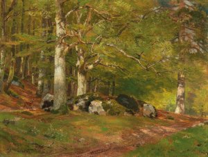 Woodland Scene with Deer by Hugo Darnaut Oil Painting