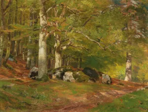 Woodland Scene with Deer by Hugo Darnaut Oil Painting