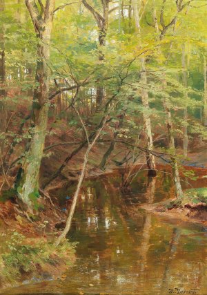 Woodland Stream by Hugo Darnaut Oil Painting
