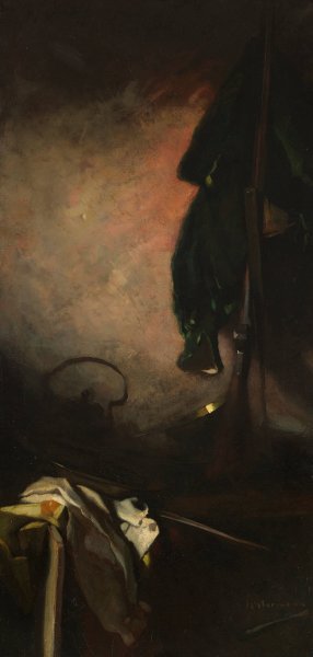 Main Product Photo of Groses Stilleben mit Gewehr  Painting by Hugo Freiherr Von Habermann