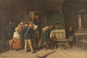 The police officer in the pub by Hugo G. Kotschenreiter Oil Painting