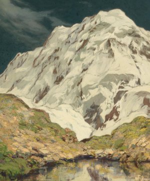 A View of the Grossglockner Region by Hugo Hodiener Oil Painting